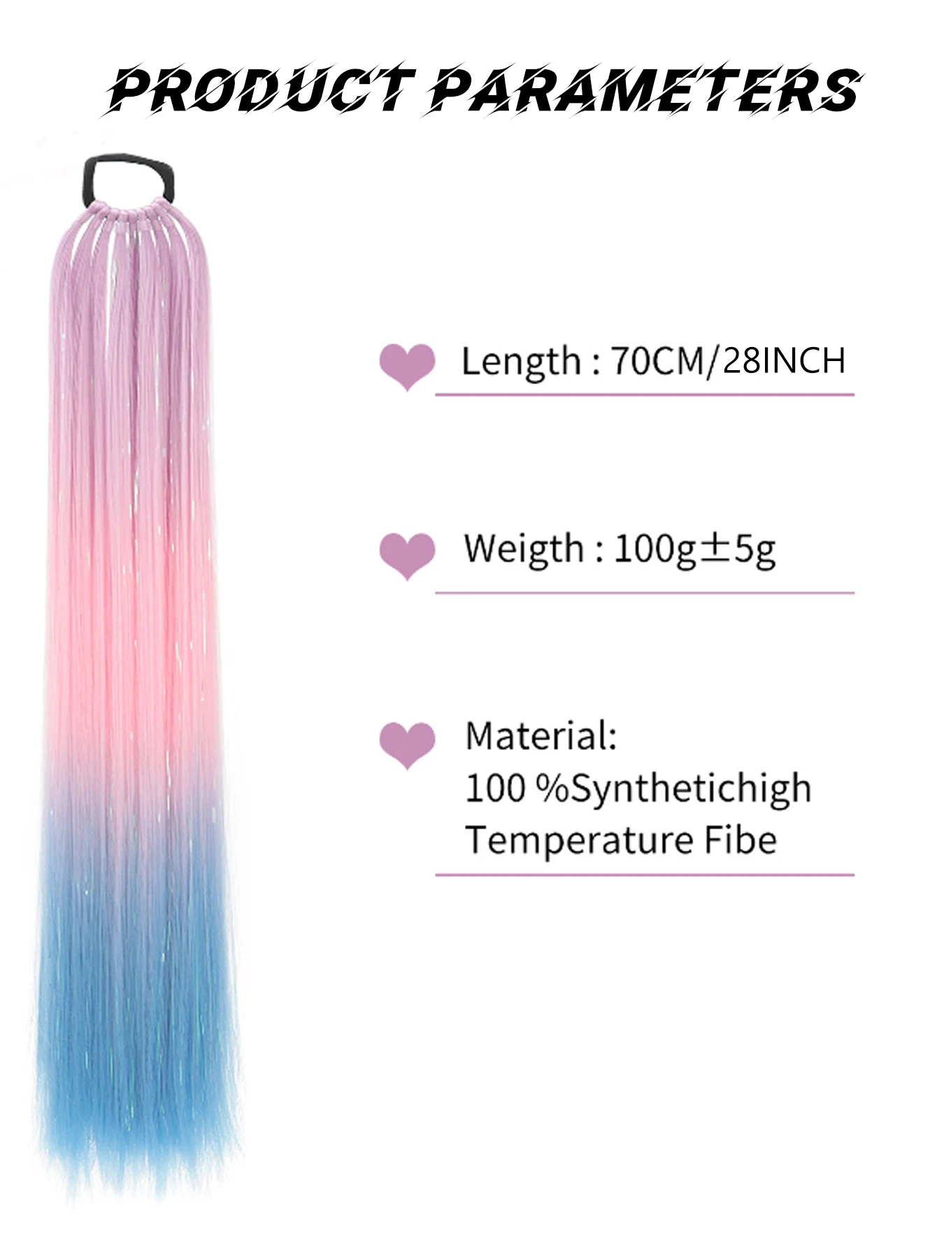 28Inch Synthetic Hair Ponytail Hair Extensions With Hair Shiny Hair Ponytail Extension For Braiding Hair On Hair Tie Loose Ha