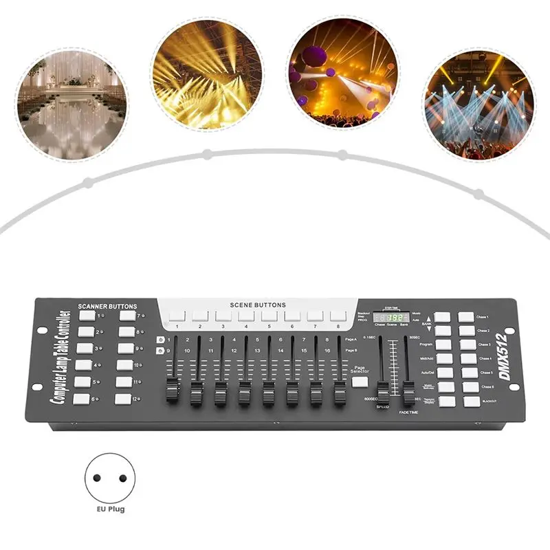 【Shop Now】Dmx512 For Djs, For Stages, Discos, Ktvs 192 Signal Channel Dmx Light Control+ Midi, Console EU-PLUG For Stage Lightin