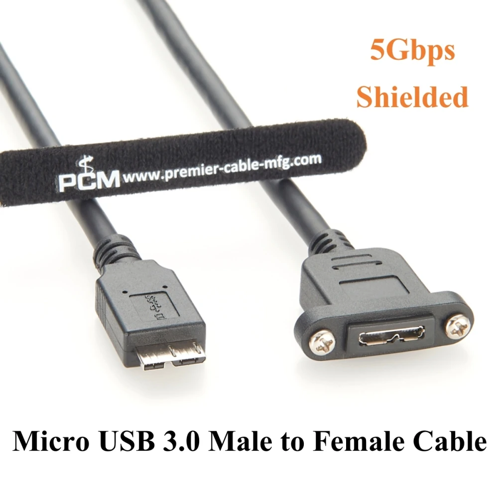 Micro USB 3.0 Male to Female Extension Cable Screw Panel Mount 5Gbps Micro USB 3.0 Type-B Data Cable for Raspberry Pi,Hard Drive