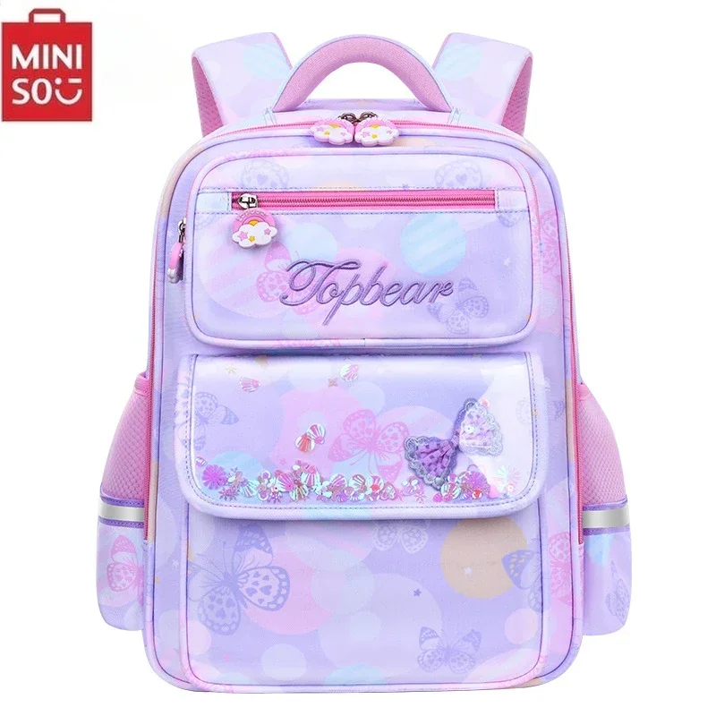 Miniso disney mochila infantil estudante grande capacidade meninas bonito dos desenhos animados proteção da coluna e tendência de redução de carga