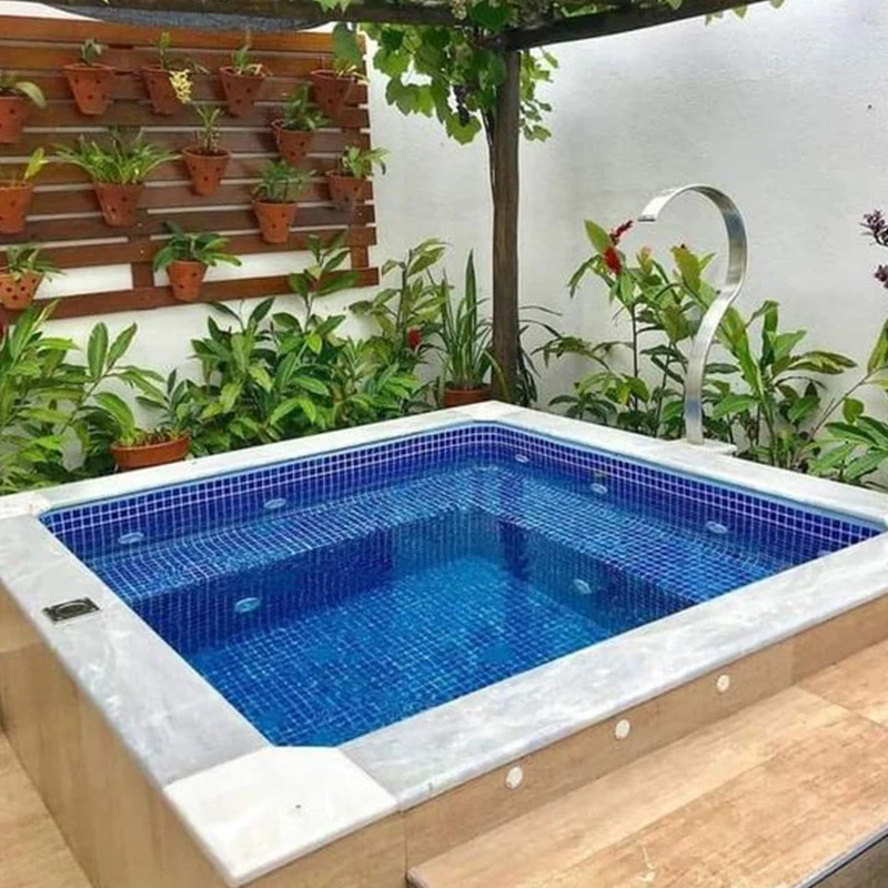 Mini Size 2m Fiberglass Above Ground Piscina Shell Spa Plunge Pool Outdoor Tiles Mosaic Swimming Pool Jacuzzing Spa Hot Tub