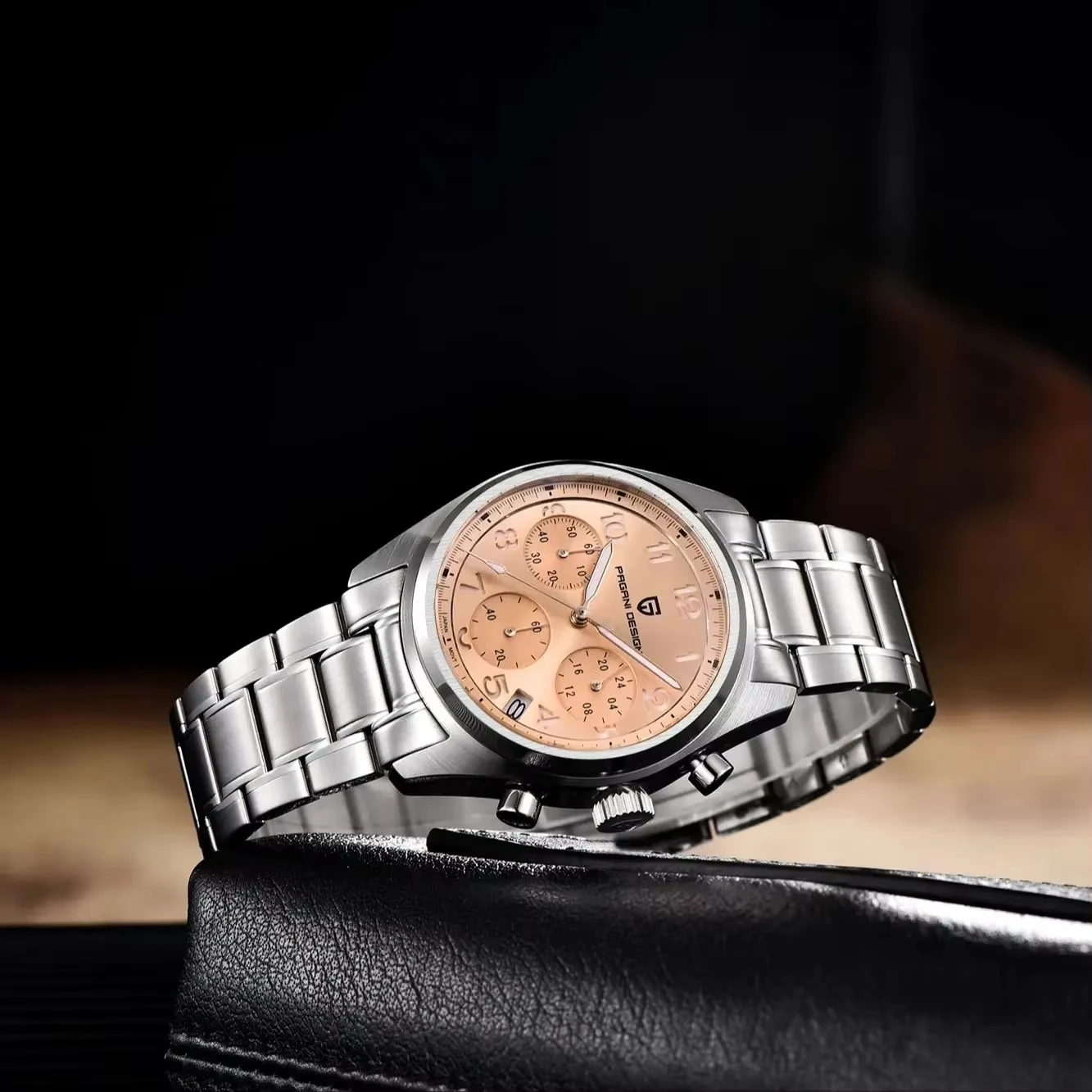 PAGANI DESIGN Heren quartz chronograaf horloge PD1773 Saffier roestvrij staal waterdicht Lichtgevend Reloj Hombre