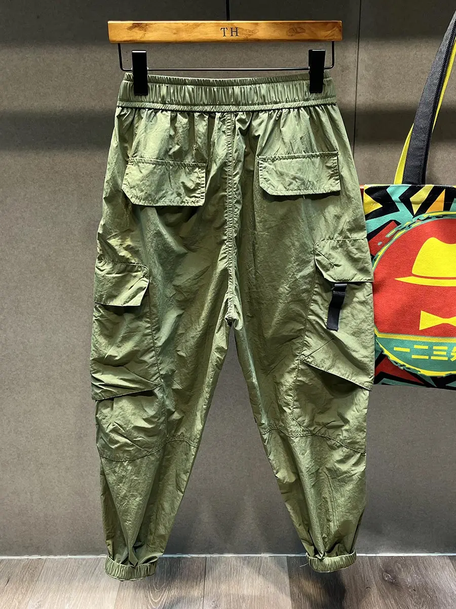 

Men's Summer Thin Loose Fit Casual Pants Qui Dry Multi-ket Design Workwear Faionable Brand Long Straight Leg Trousers