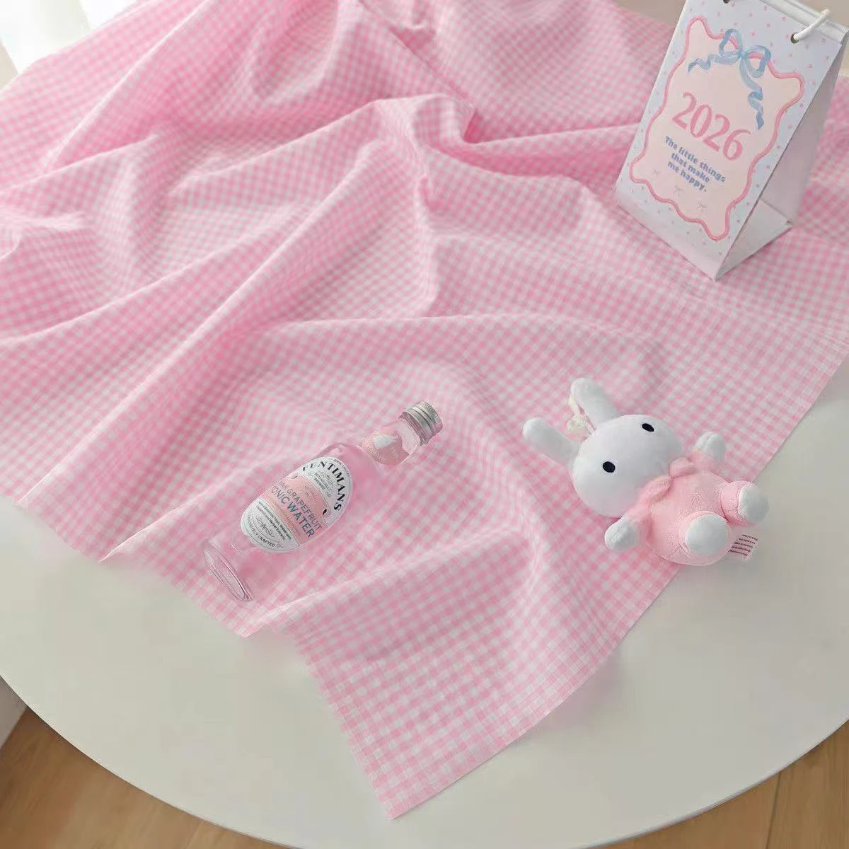 Ins Pink Checkered Tablecloth Girly Dorm Room Bedroom Desktop Tablecloth Living Room Dining Table Coffee Table Decorative Cloth