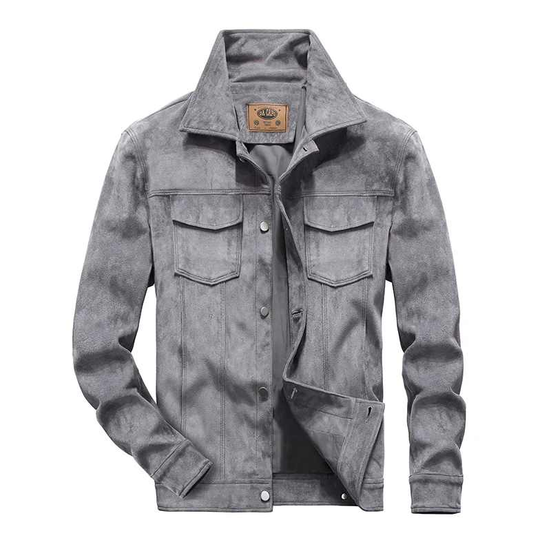 

Men's Vintage Suede Jacket Lightweight Casual Safari Style Coat Spring Summer Work Uniform Outdoor Fashion