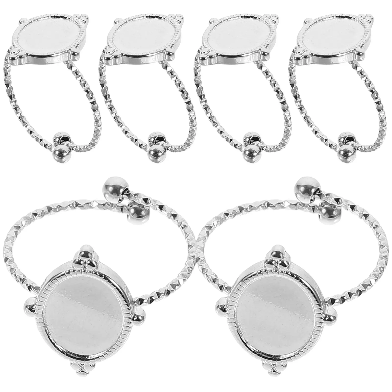 

6Pcs Stainless Steel Adjustable Ring Blanks Smooth Bezel Trays for DIY Crafts Ring Making Jewelry Base Supplies