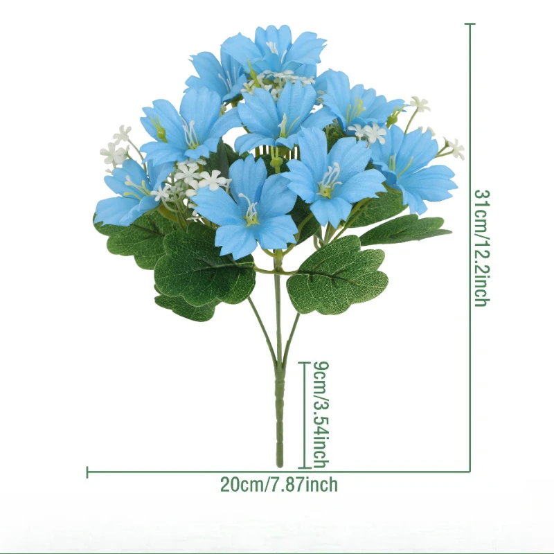 12 Stück Künstliche Blumen Seiden-Morgenblumen Heimdekoration Kunstblumen Hochzeits-Simulation 5-Köpfiger Rosa Petunien-Strauß – Detail 14