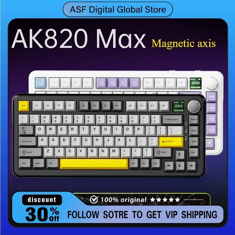 AJAZZ AK820 MAX Magnetic Axis Wireless Mechanical Keyboard Full-Key Hot Swappable RGB Three-mode ESports Gaming Keyboard BT5.0