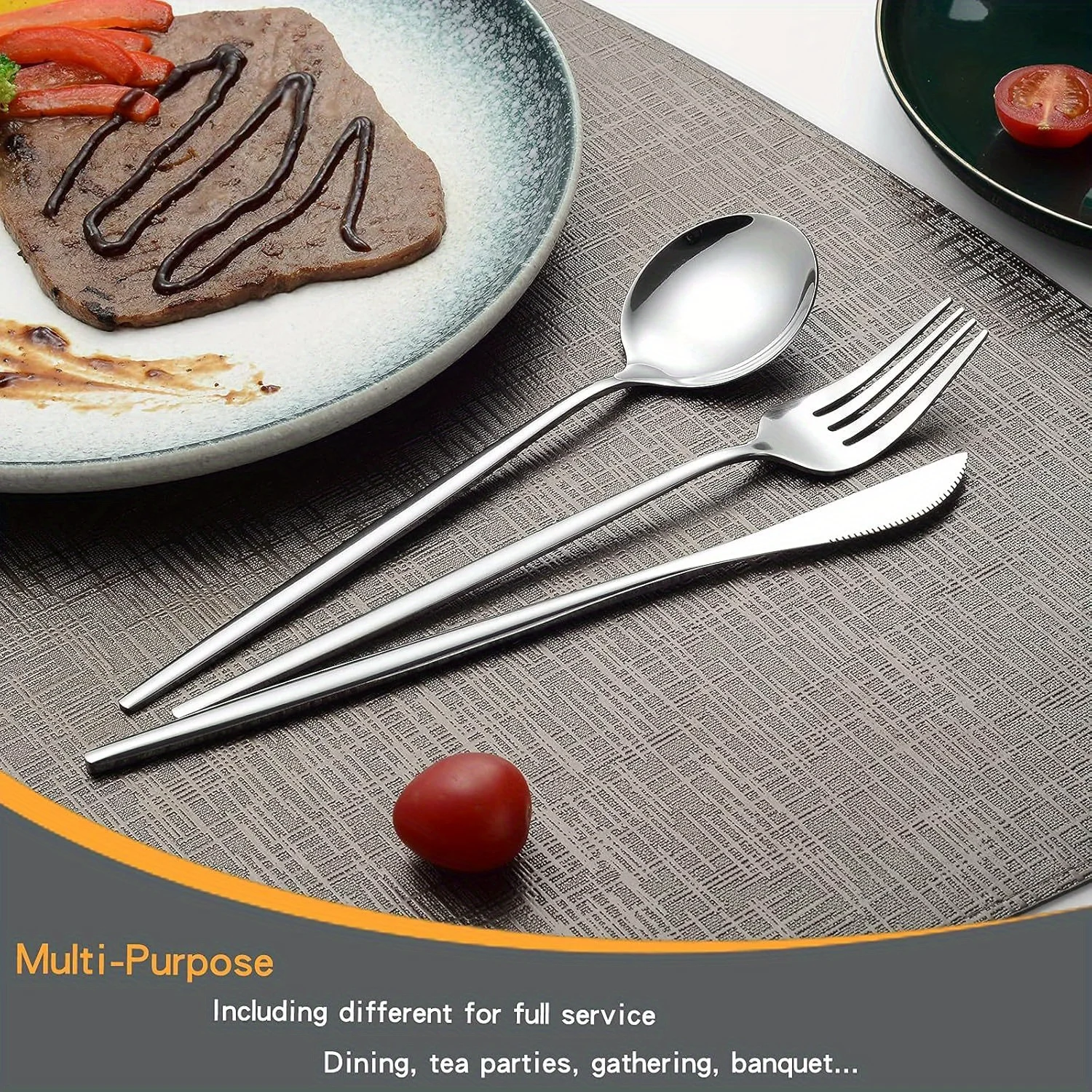 

24/40/60PCS knife, fork and spoon Modern cutlery set Stainless steel Silverware set Unique cutlery set with long fork