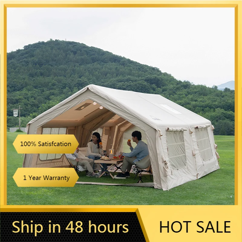 Coody Familia 17.2 Beige Air Tent, 5-8 Person Waterproof Large Luxury 4 Season Family Inflatable Camping Tent