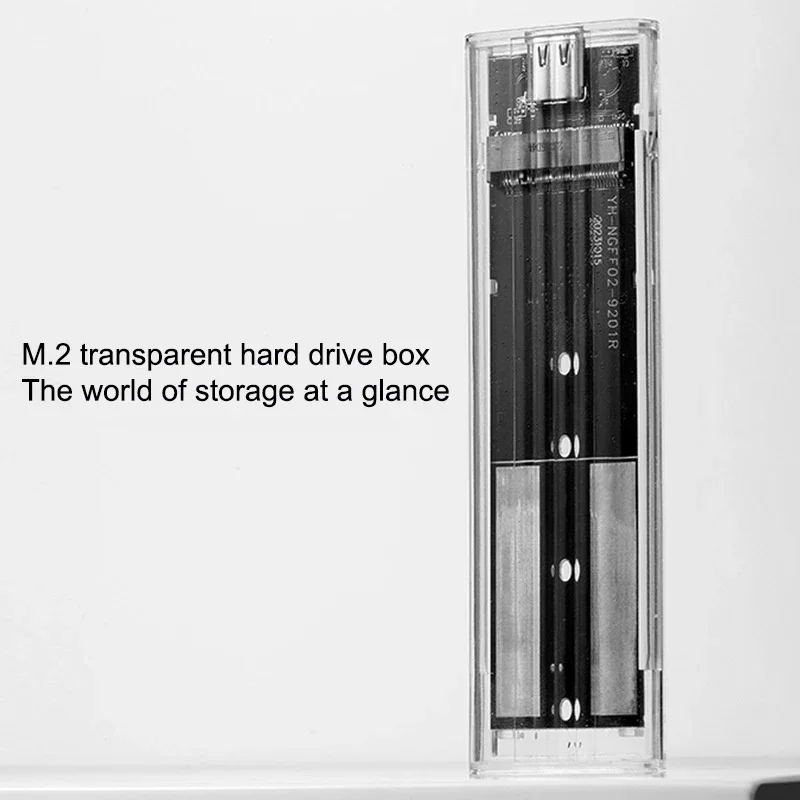 

M.2 NVME PCIe NGFF SATA Protocol Case Clear USB Type C 10Gbps PCI-E Transparent External Hard Disk Box Case For Laptop Phone