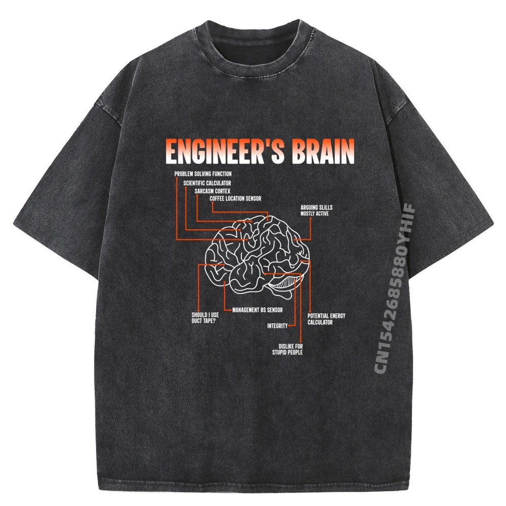 

Newest Washed Shirt Funny Sarcastic Engineer Is Brain Mens Shirts Graphic Tee Unisex Men's Clothing Deals