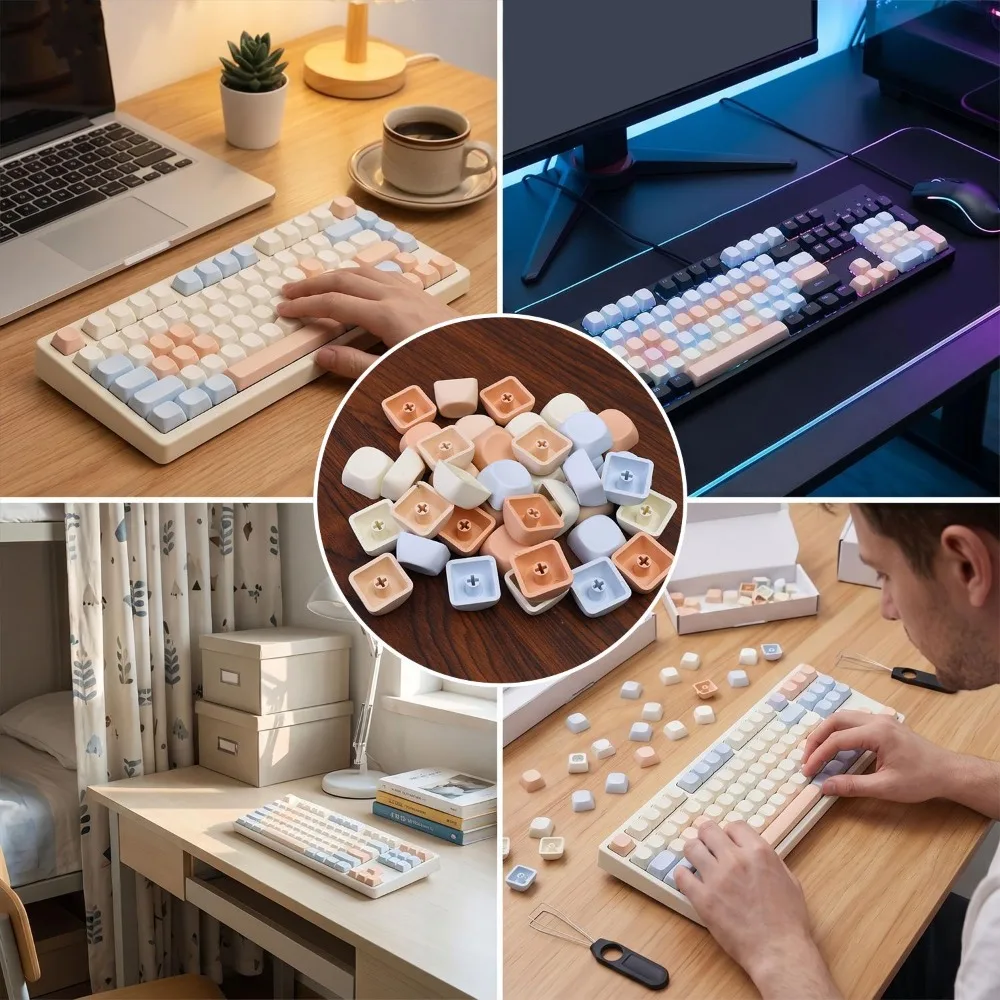 10/20/30pcs White/blue/light Pink Keycaps Removable PBT No Print  Keycaps Custom MX Switch Relegendable Keycap Shell Protection
