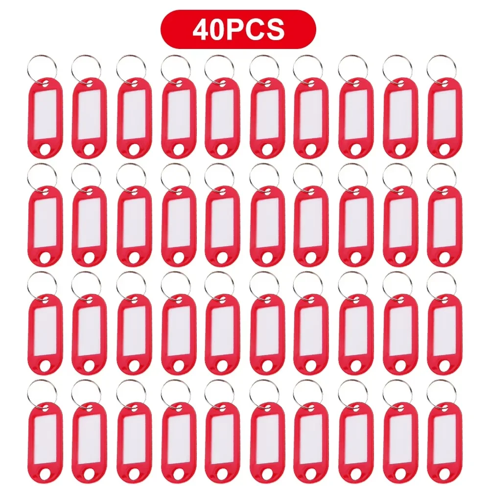 10/20/40 Stuks Kleurrijke Plastic Sleutelhanger Key Tags Label Genummerde Naam Bagagelabel Id Label Naamplaatjes met Split Ring