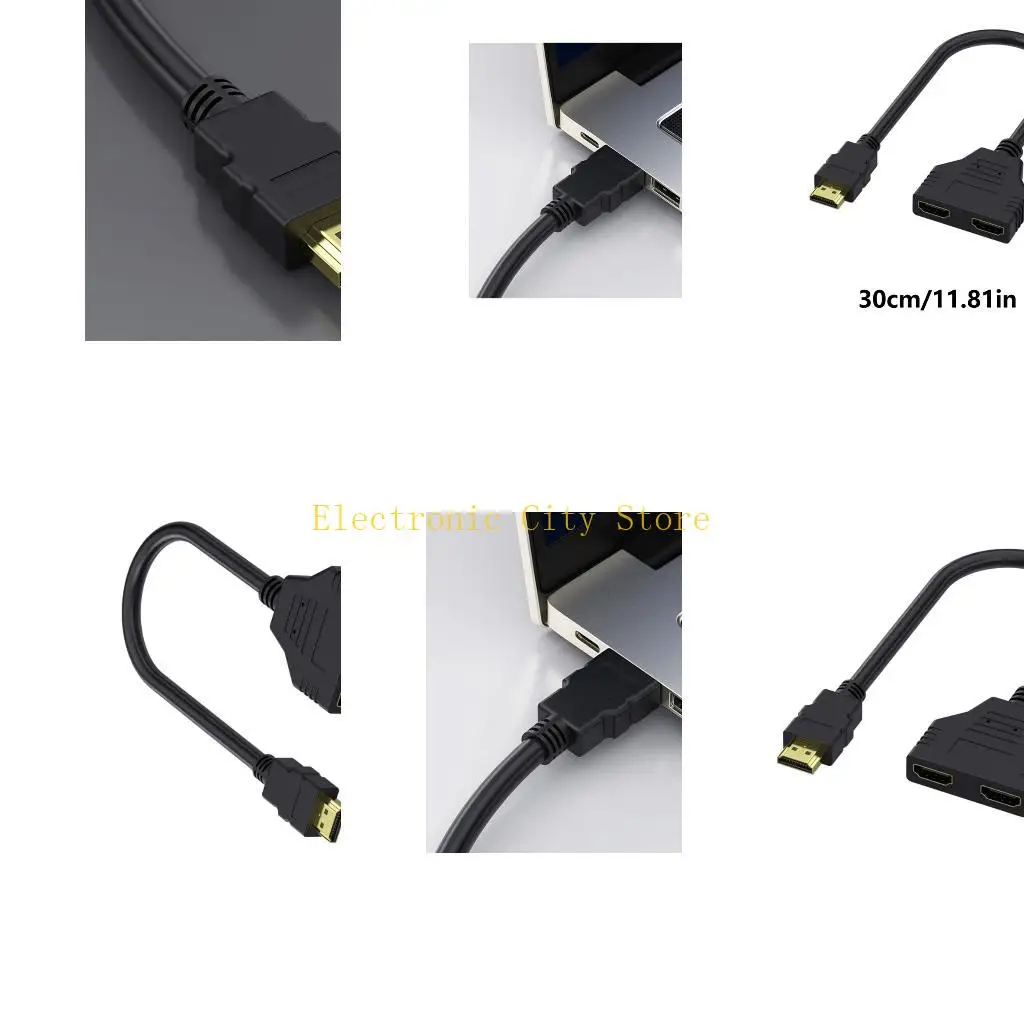 

HDTV Splitter Cable Male 1080p до двойного самок от 1 до 2 выходного кабеля адаптера сплиттера HDTV для светодиодного ЖК Hu8d