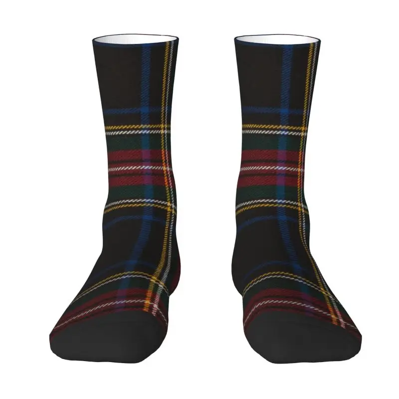 

Cool Luxury Black Tartan Plaid Socks Women Men Warm 3D Print Geometric Gingham Check Texture Football Sports Crew Socks