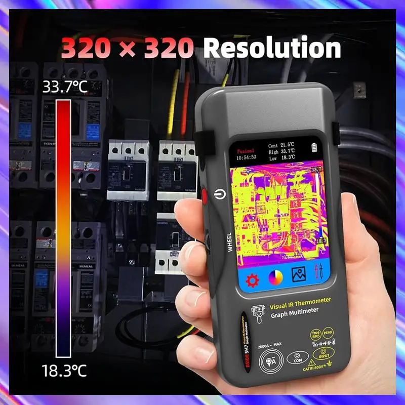 

Мультиметр с тепловизионной камерой A24U, ИК-разрешение 320X320 с 15 тепловими палитрами, для электроники электроконтроля