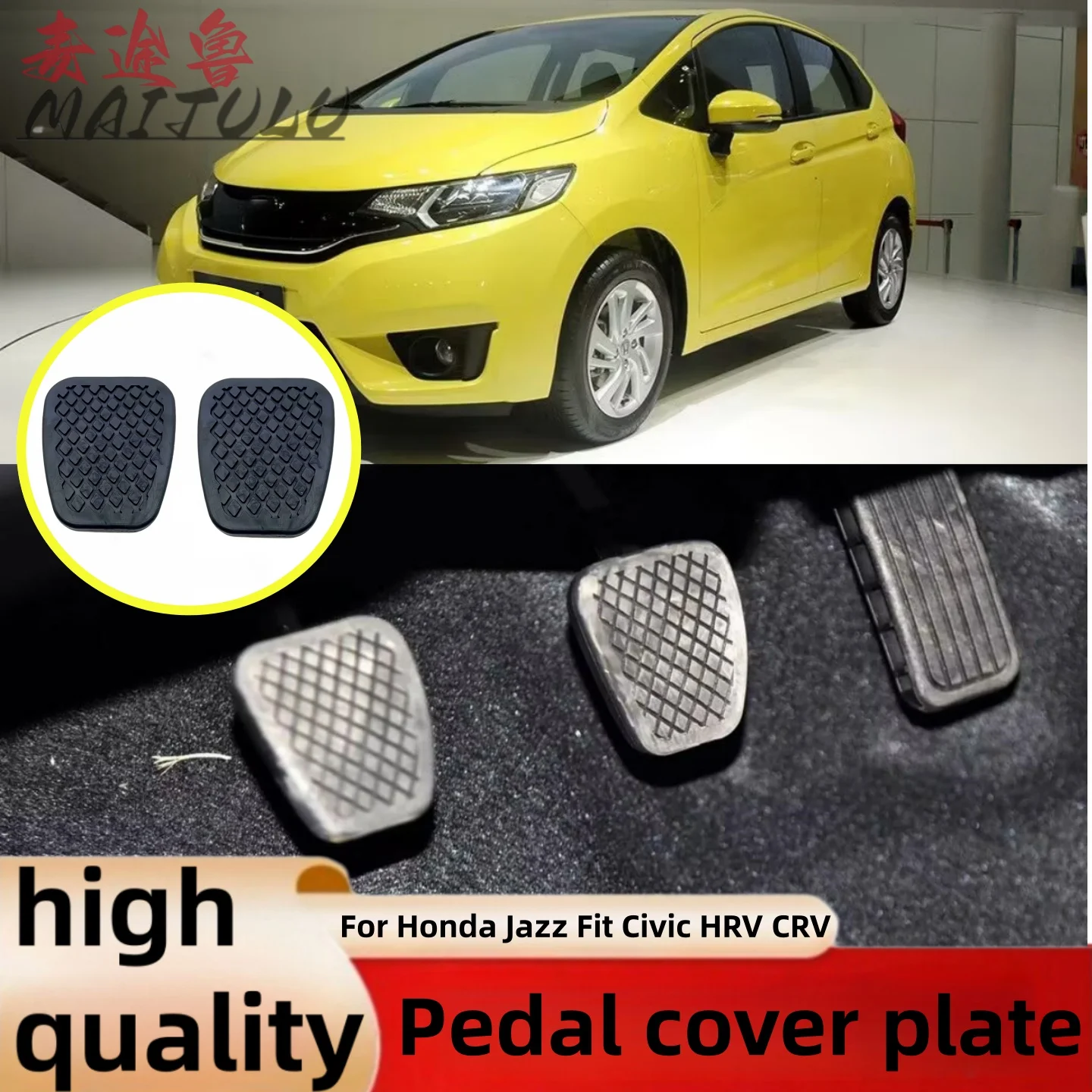 2pcs Car Rubber Brake Clutch Foot Pedal Pad Covers Manual Transmission Accessories 46545538010 For Honda Jazz Fit Civic HRV CRV