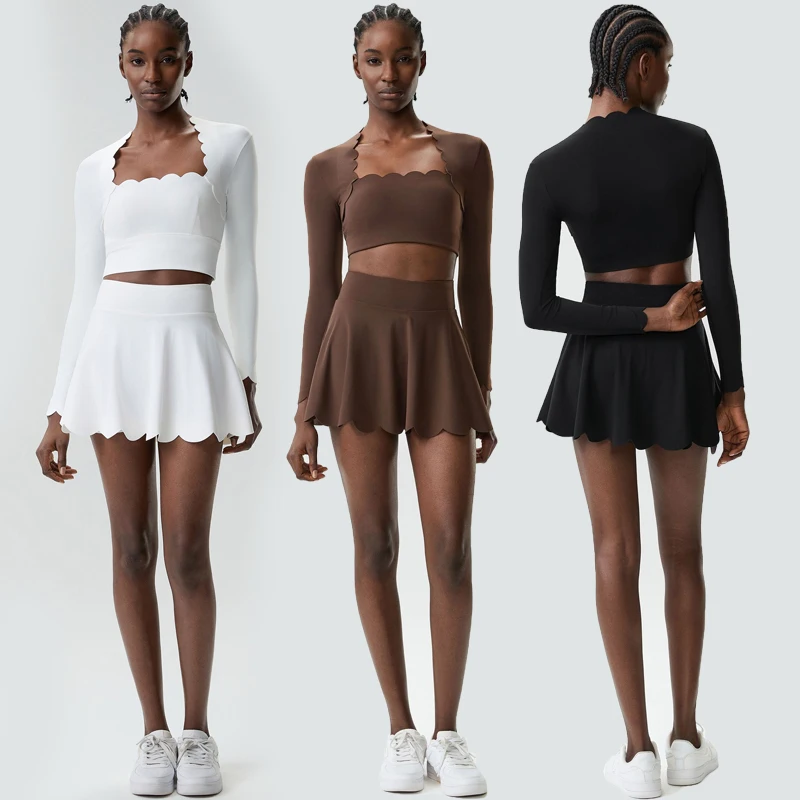 Zweiteiliges Fitness-Yoga-Set für Damen, Sommer-Outdoor-Laufanzug, atmungsaktiv, schnell trocknend, Tennis-Sportbekleidung, weibliche Trainingskleidung – Detail 3