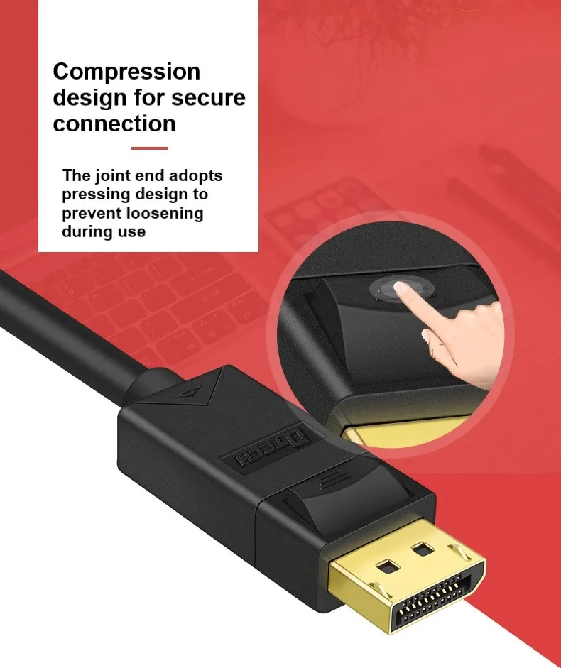 DTECH 1.8m 3m banhado a ouro 1080P resolução 5Gbps cabo conversor DP para DVI de alta velocidade