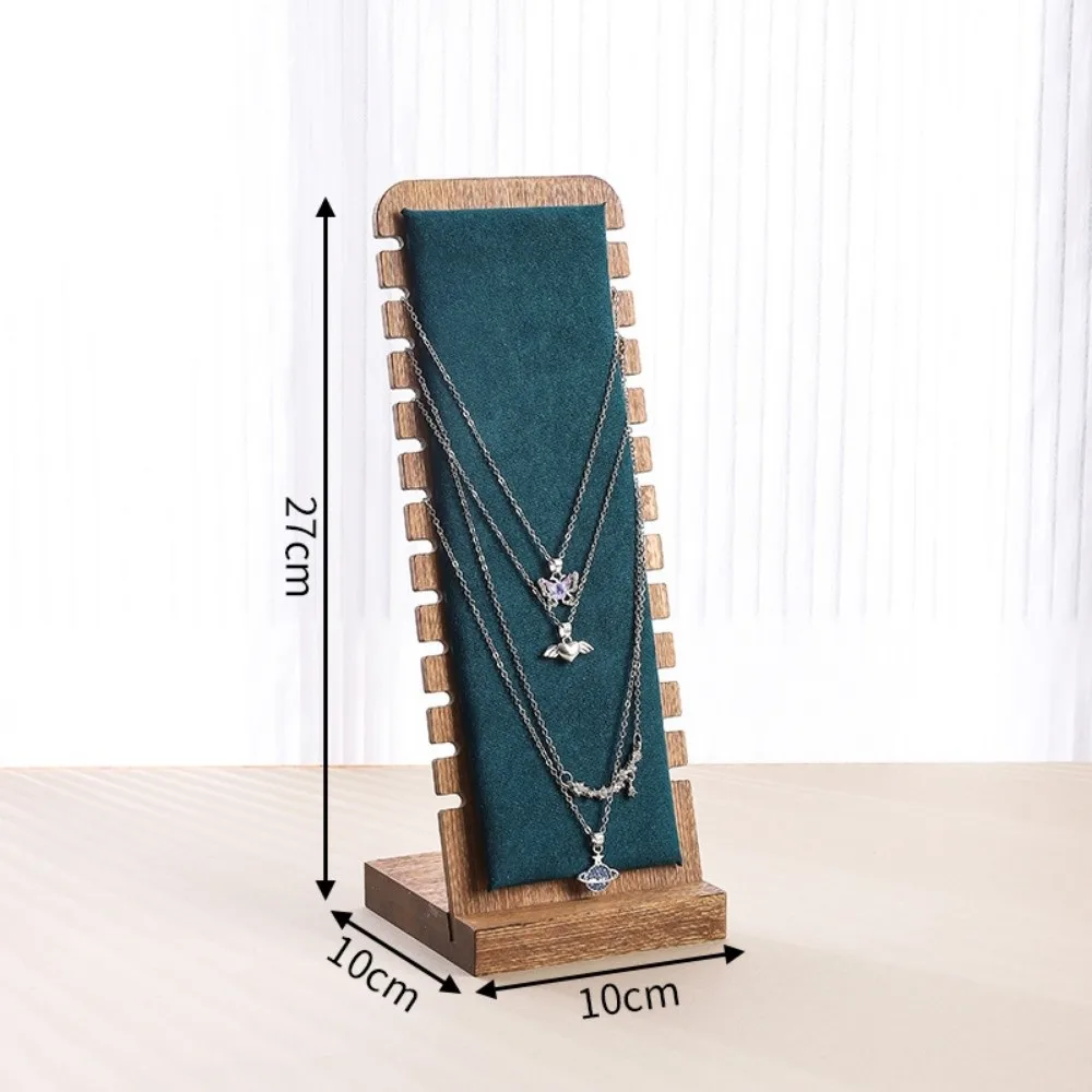 

New Wood Necklace Display Stand Detachable Square Jewelry Organizer Flock Leather Wooden Storage Rack Jewelry
