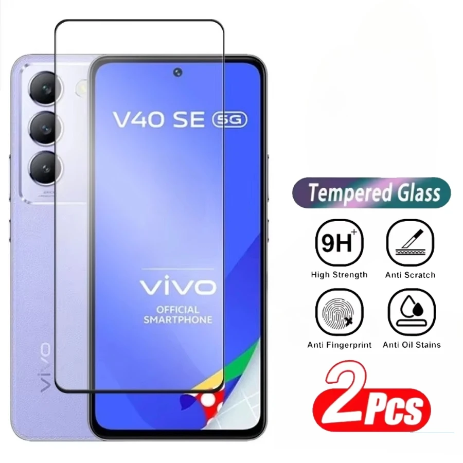 

2PCS For Vivo V40 SE 5G V40 Lite V50 Pro Tempered Glass 6.67 inch 2.5D Full Cover Screen Protector For Vivo V40e V50 Lite Film