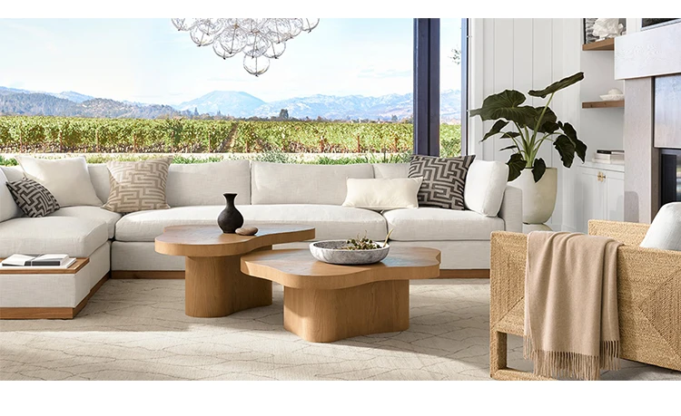 cloud shape wooden coffee table modern wood center tables for living room furniture  FT
