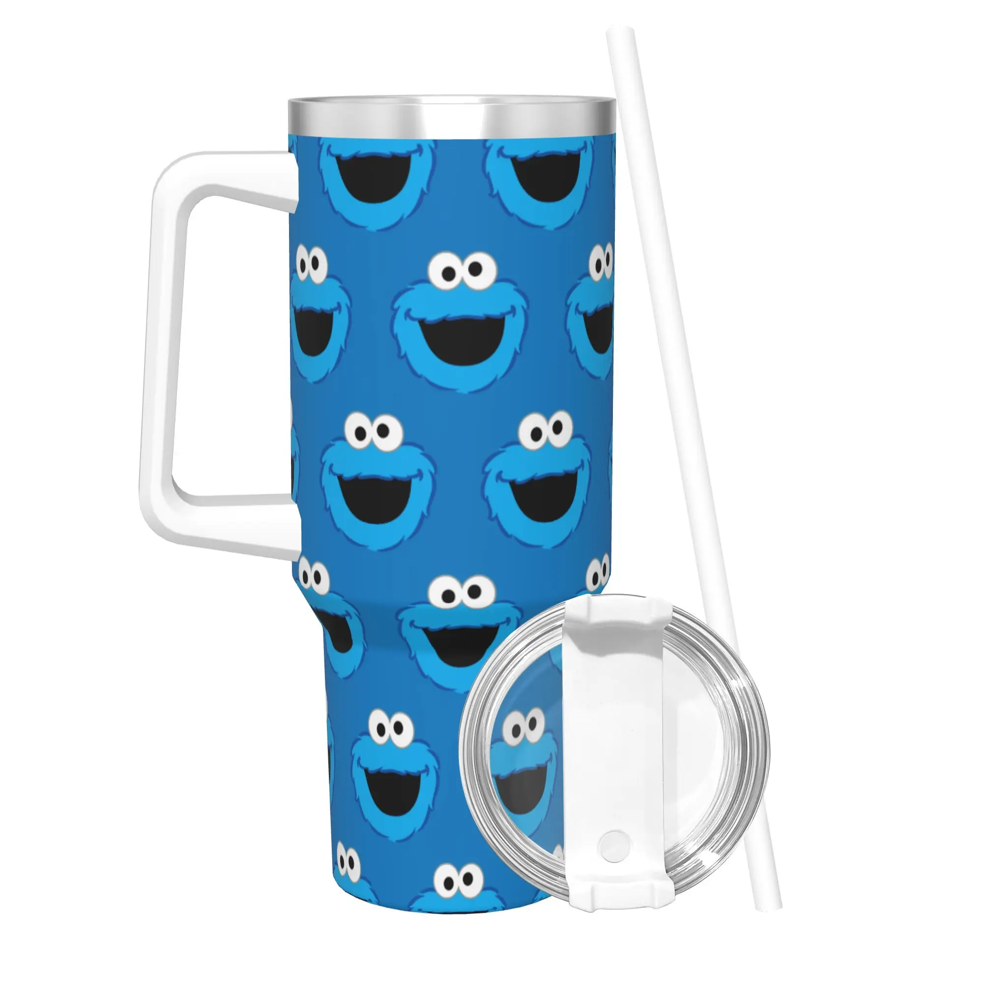 Stainless Steel Tumbler Cookie Monster Cartoon Thermal Mug  Insulated Cold Drink Car Mugs Camping Water Bottle