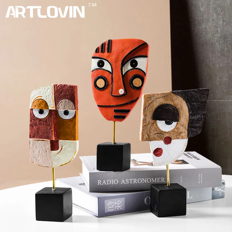 Resin Face Art Crafts Decorative Traditional Abstract Tabletop & Cabinet Figurines Creative Living Room Home Decoration Ornament