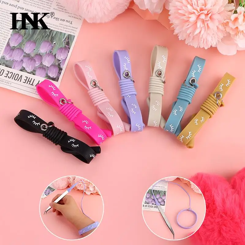 Silica Gel Wrist Strap Silicone Grafting Eyelash Tweezers Bracelet Wrist Strap Silicone Tweezers Auxiliary Makeup Tool For Girl