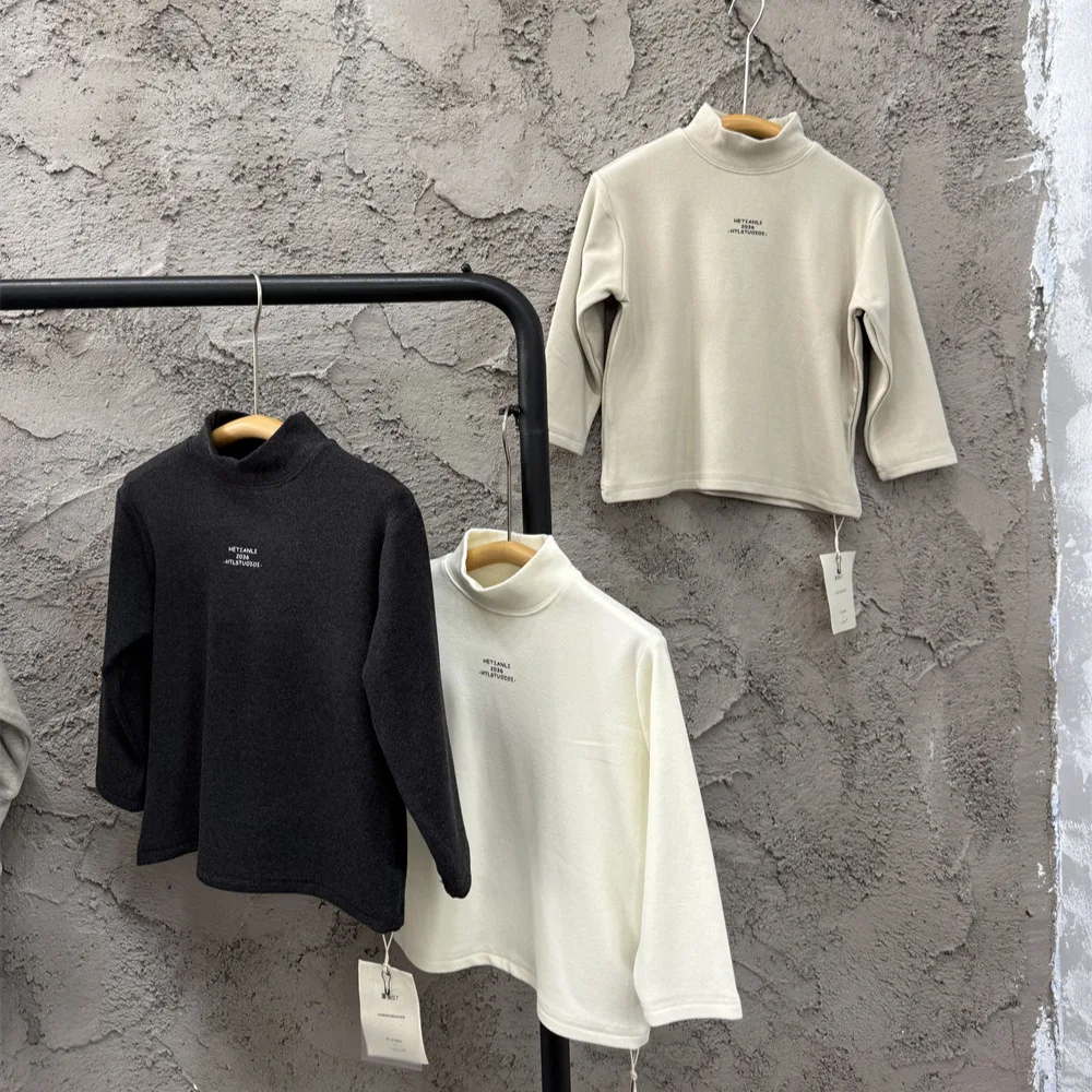 

Детская рубашка для мальчиков от 3 до 8 лет, зимняя простая утолщенная теплая футболка для маленьких мальчиков, повседневная водолазка, детская майка для маленьких мальчиков, топы