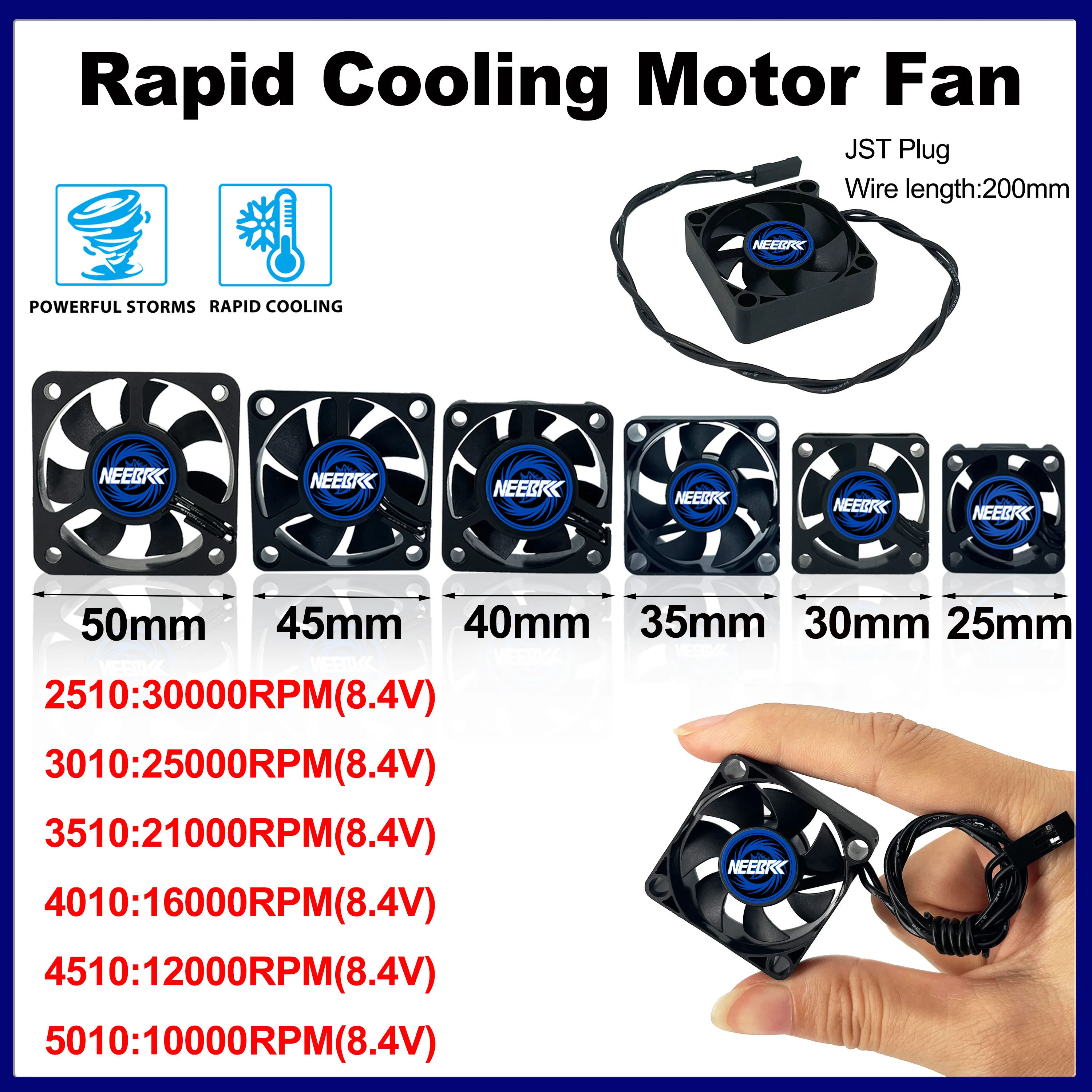 RC Motor Fan Cooling Heatsink 2510 3010 3510 4010 4510 5010 30000RPM 5V-12V High Wind Rapid Cool for Brushless Motor 28/36/42mm