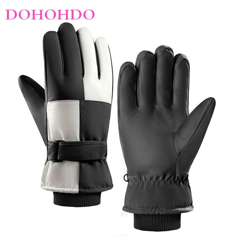 

Black Gloves Men Women Winter Touch-screen Ski Gloves Waterproof Windproof Warm Riding Velvet Mountaineering Motorcycle Gloves