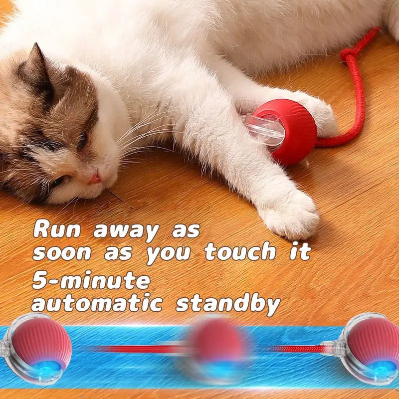 Automatic Cat Interactive Ball Toy with Rechargeable Faux Tail Smart Electric Rolling Ball Mouse Imitation Pet Playtime