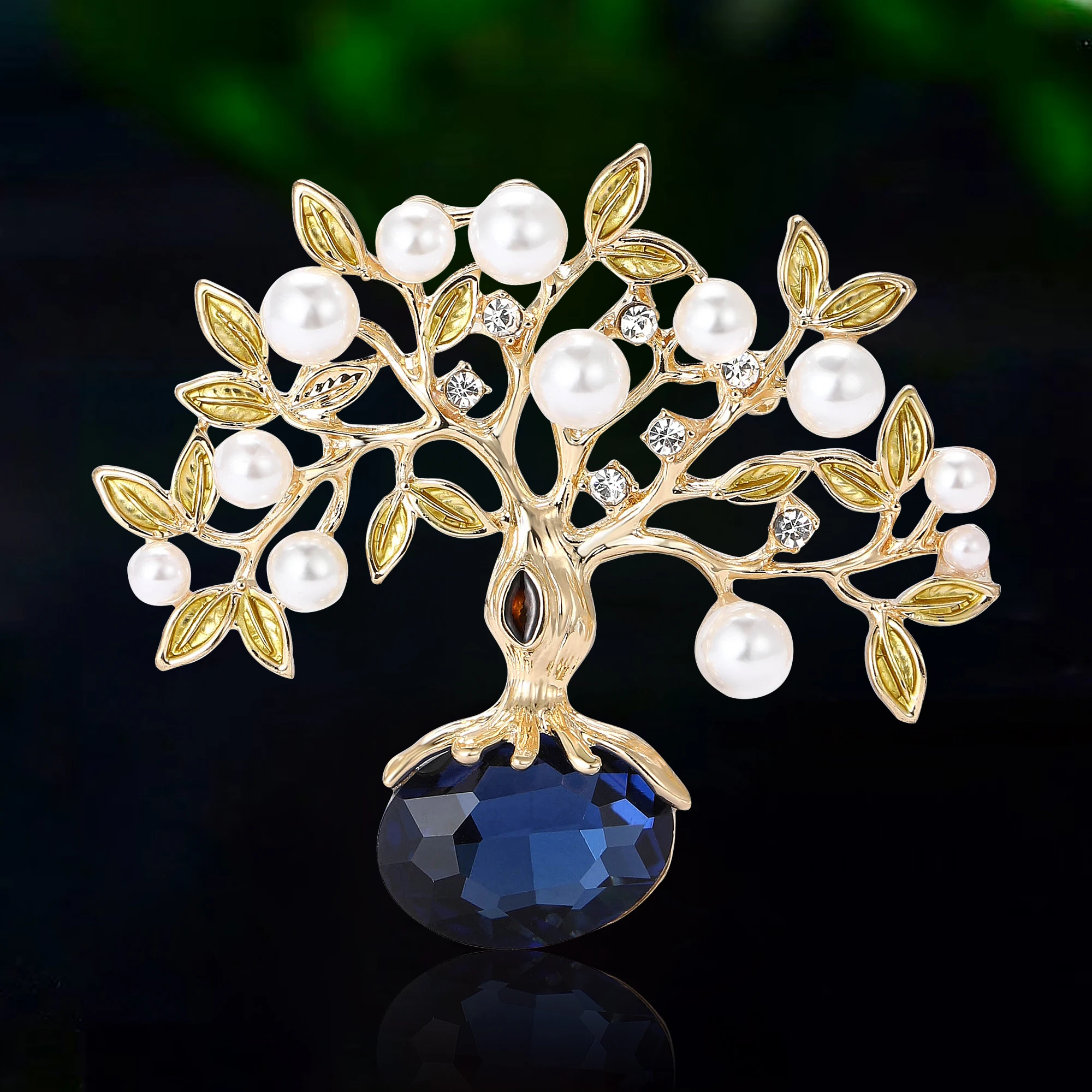

Luxury Pearl Fortune Tree Brooches for Women Unisex Rhinestone Plant Pins Event Party Backpack Decoration Clothes Accessories