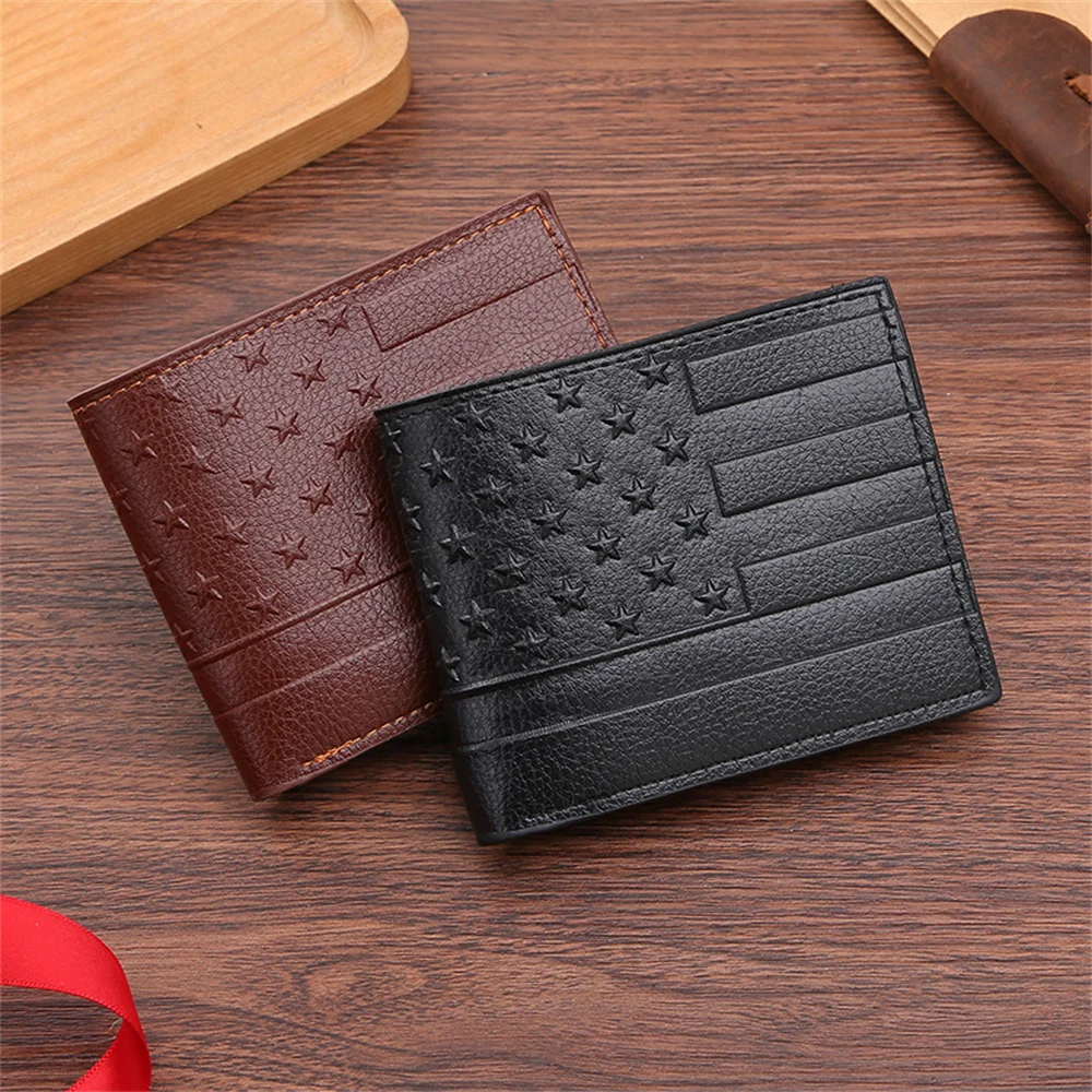 Cartera corta con varias tarjetas para hombre, bolso con clip de dinero informal, creativo, a la moda, con relieve Horizontal, para negocios, novedad