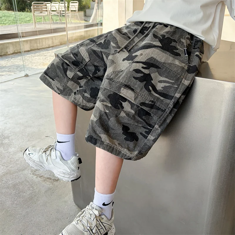 2026 New Kids Boys Army Camouflage Cargo Shorts Cotton Comfortable Summer Short Pants with Pocket Children Casual Camo Trousers