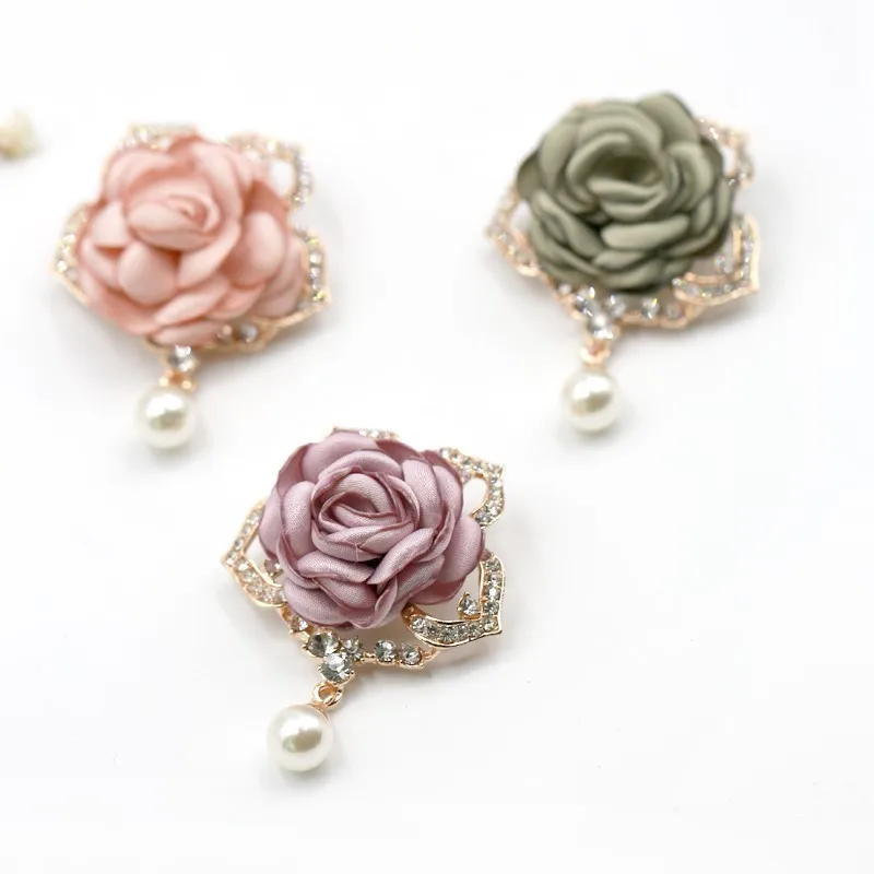 Fabric Flower Brooch Pin Mori Style Small Boutonniere Sweater Coat Overcoat Ornament Female