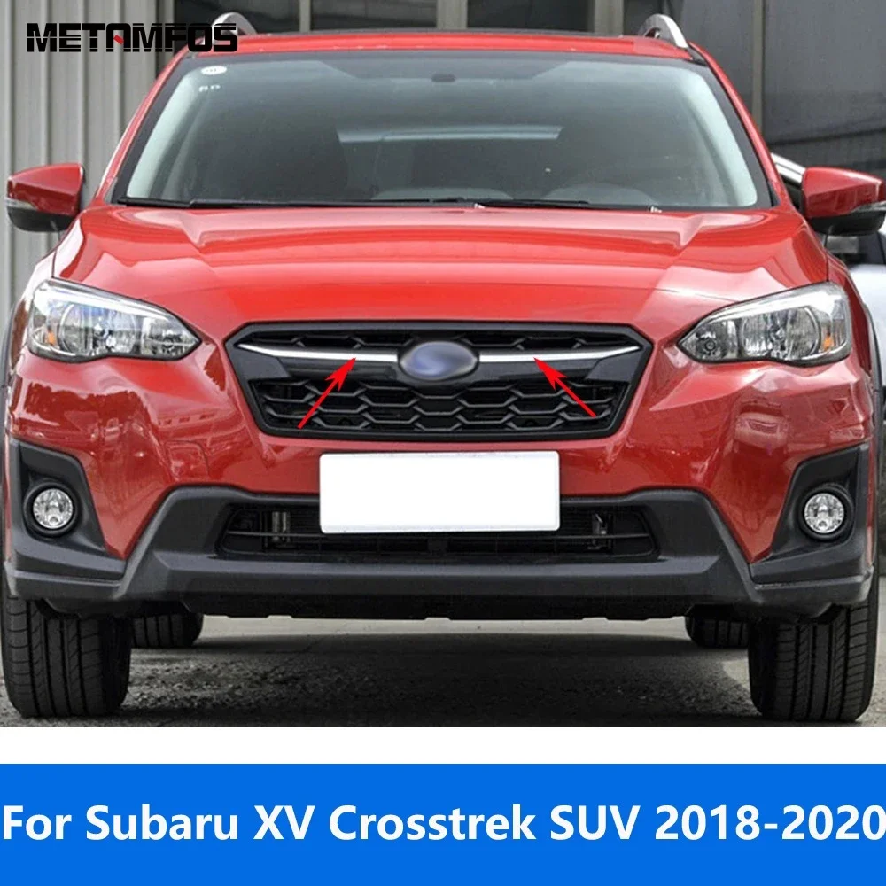 Accessories For Subaru XV Crosstrek SUV 2018 2019 2020 Chrome Front Upper Grille Grill Strip Molding Trim Sticker Car Styling