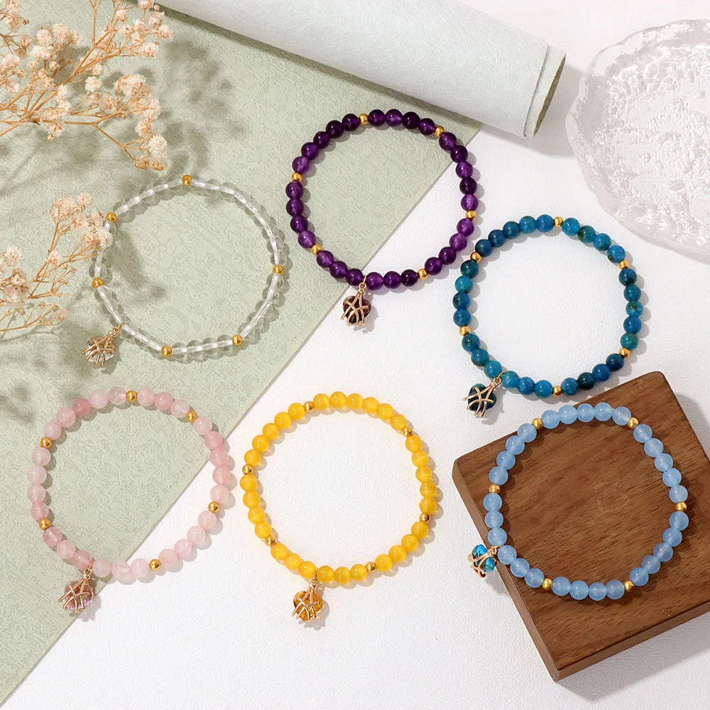 Großhandel Naturstein Rosa Rosenquarz Perlen Armband Frauen Tigerauge Katzenauge Perlen Herz Anhänger Armbänder Heilung Schmuck – Detail 19