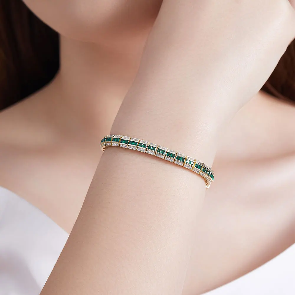 

Fashion Jewelry 18k Gold Plated Women Bracelet Green White Zircon Elegant Bracelets