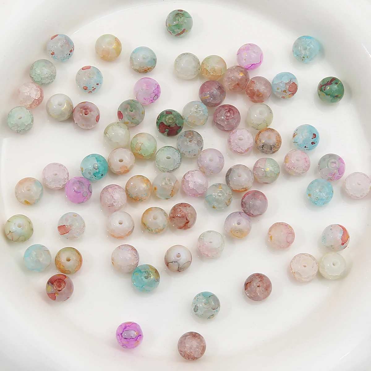 10mm Glass Jade Sprinkled Round Beads For Making Jewelry DIY Earring Bracelet Necklace Accessories 20pcs