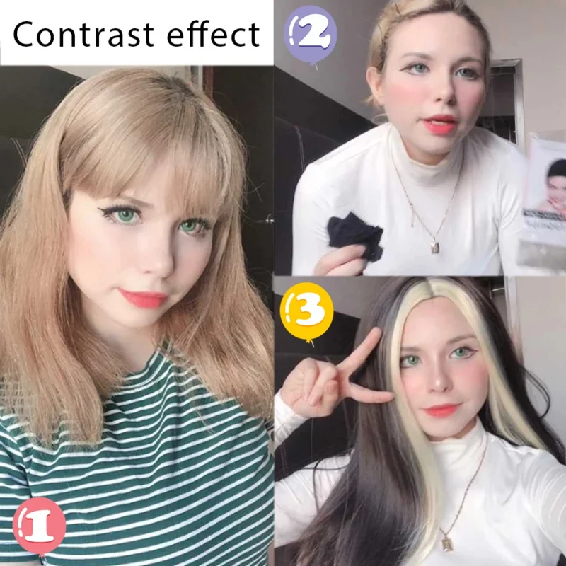 Synthetische Pruik Zwart Lange Rechte Pruik Voor Vrouwen Beide Zijden Goud Haar Midden Deel Hittebestendige Golvende Cosplay Pruik Voor Meisje