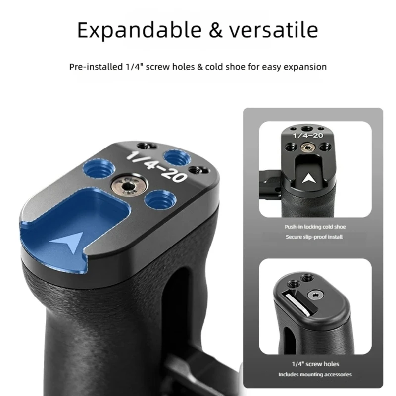 HX6A Quick Release Cage Side Handle For Camera Rig Aluminum Alloy Plastic Adjustable Height Left Right Hand Use