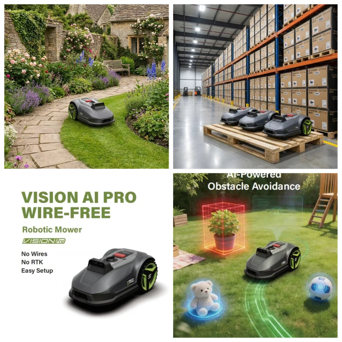 

AI Pure Vision Navigation Robotic Mower, Wireless Remote Control, Easy Installation & Multi-Area Mapping