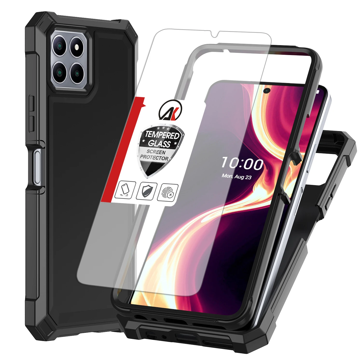 

For Boost Mobile Celero 5G Plus 2023 Case Full Rugged Cover Shockproof+Tempered Glass Screen Protector