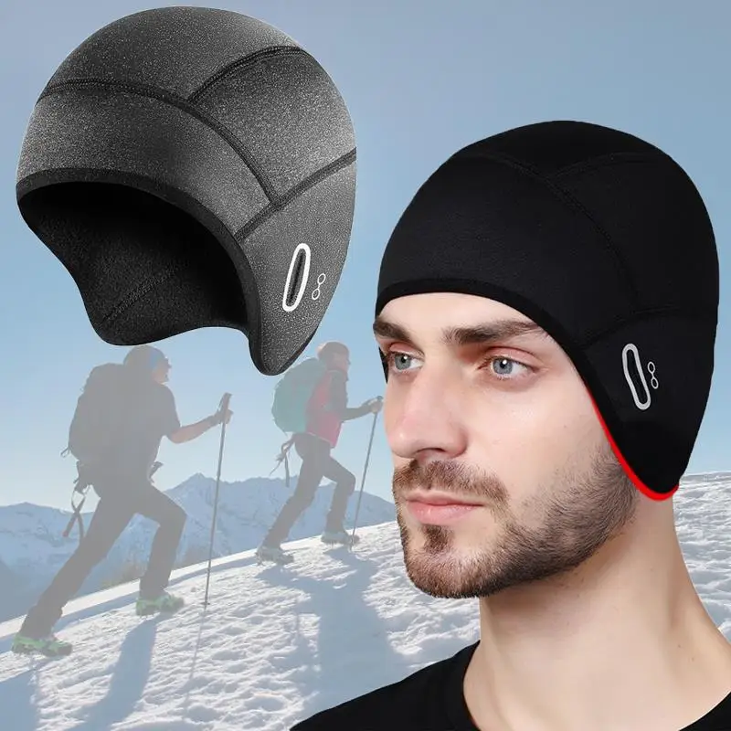 Winter Fleece Cycling Cap Windproof Thermal Skull Cap Cycling Helmet Liner Outdoor Sport Hat Running Skiing Motocycle Headwear