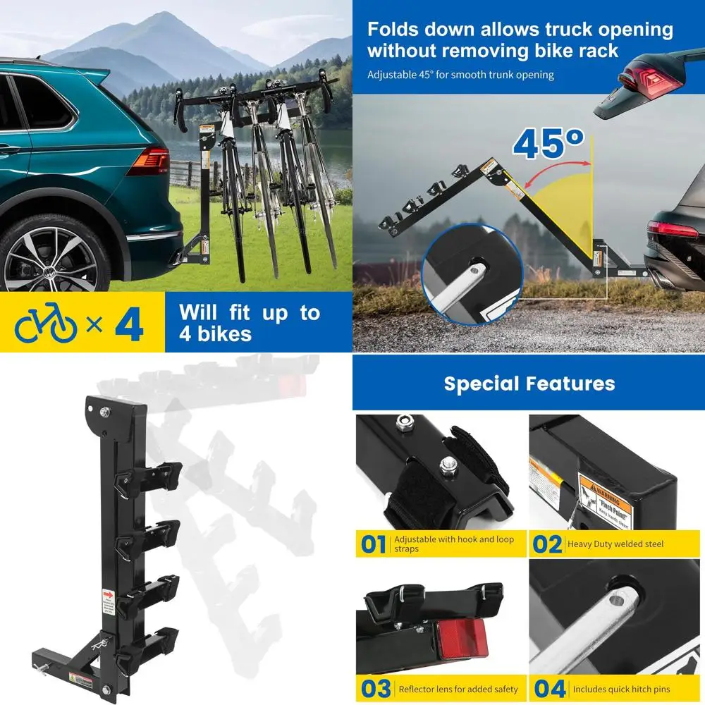 

70210 Багажник для велосипеда с креплением на сцепление, стойка для 4 велосипедов, черный для автомобилей, грузовиков, внедорожников, минивэнов, большой