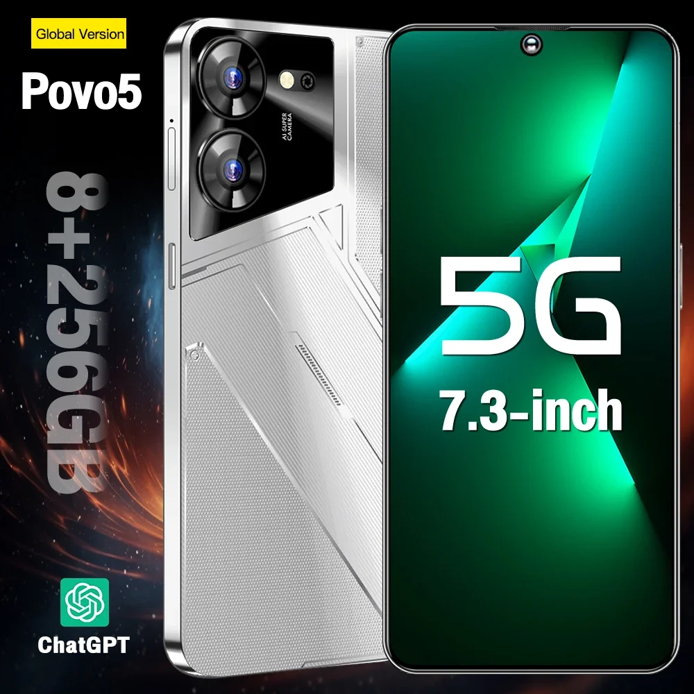 High Quality Original Povo5 Android Smartphone  8G+256GB 8800mAh Support fast charging 4G/5G Version Global Mobile Phone