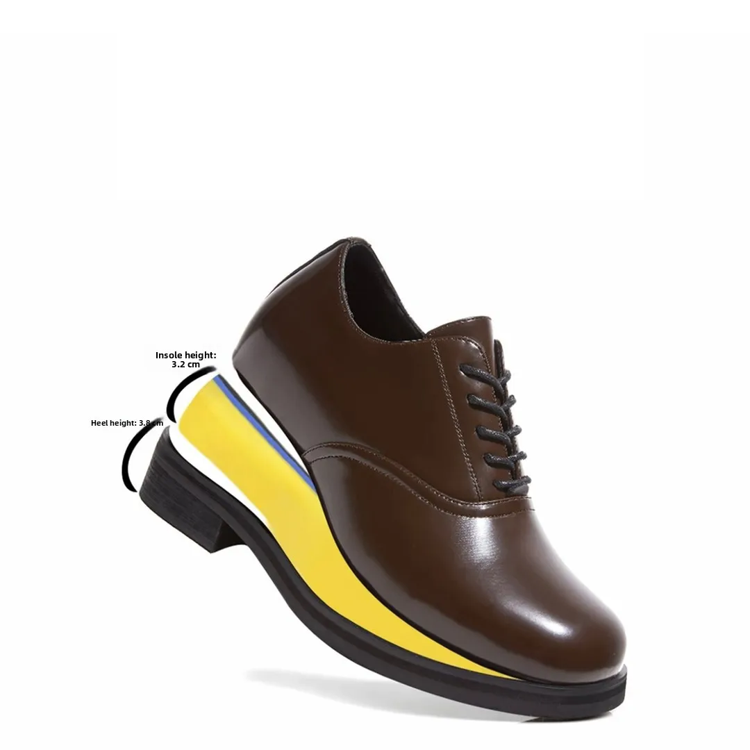 

Invisible Heightening 7CM Square Head Shoes Unisex Commuter Cleanfit Casual Leather Shoes Comfortable Business Shoes